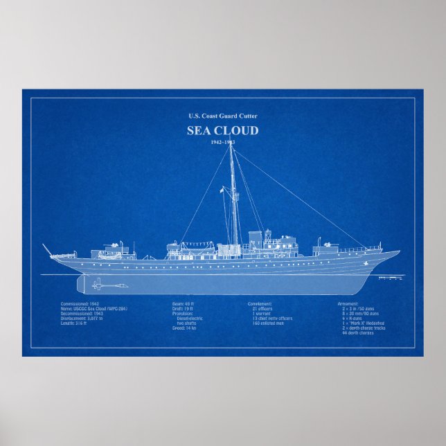 Affiche USCG Cutter Sea Cloud wpg-284 - ABD (Devant)