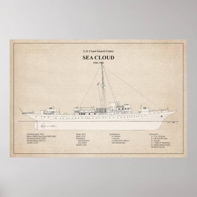 Affiche USCG Cutter Sea Cloud wpg-284 - SBD (Devant)