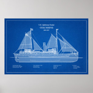 Affiche USCG Lighthouse Tender Columbine - ABD