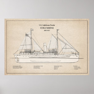 Affiche USCG Lighthouse Tender Columbine - SBD