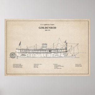 Affiche USCG Lighthouse Tender Goldenrod - SBD