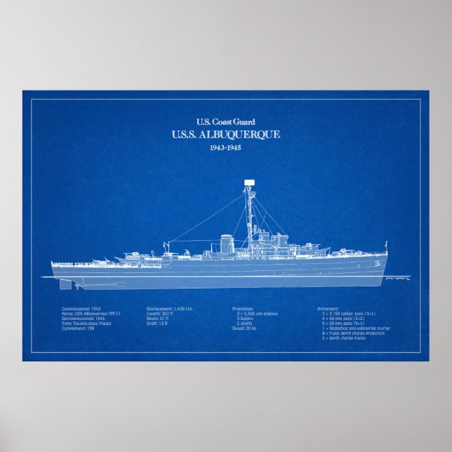 Affiche USCG USS Albuquerque PF-7 - ABD (Devant)