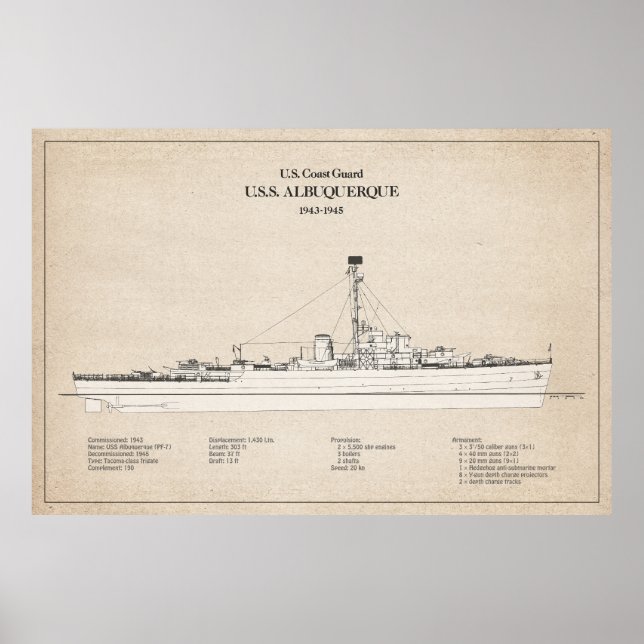 Affiche USCG USS Albuquerque PF-7 - SBD (Devant)