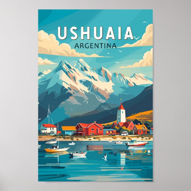 Affiche Ushuaia Argentina Travel Art Vintage (Devant)