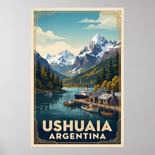 Affiche Ushuaia Argentine Voyage Rétro Vintage