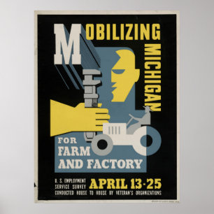 Affiche Usine de ferme mobilisant le cru 1943 du Michigan