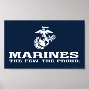 Affiche USMC Les rares Logo Fiers Empilés - Blanc