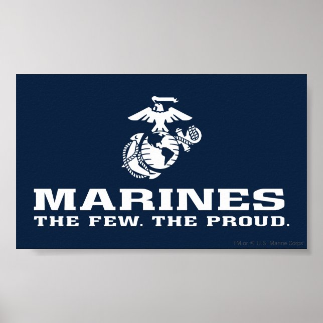 Affiche USMC Les rares Logo Fiers Empilés - Blanc (Devant)