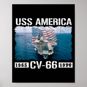 Affiche Uss america cv-66 est 1965-1996 drapeau avion