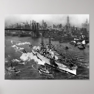 Affiche USS Arizona sur l'East River - NYC - 1916
