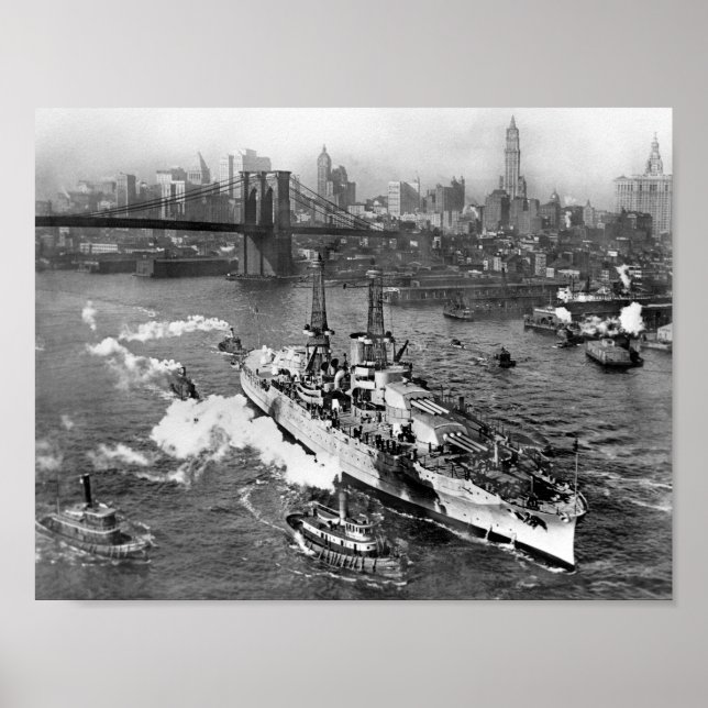 Affiche USS Arizona sur l'East River - NYC - 1916 (Devant)