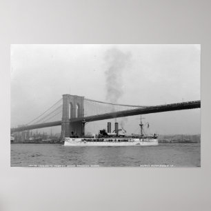 Affiche USS Maine et Brooklyn Bridge