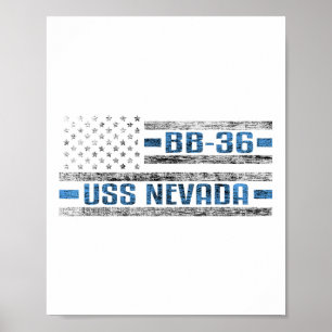 Affiche Uss Nevada 2ème guerre mondiale Battleship Bb-36 U