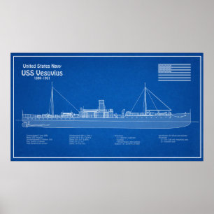 Affiche USS Vesuvius - Plan de plan d'expédition ABD