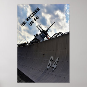 Affiche USS Wisconsin (BB-64) ~ Bataillon militaire améric