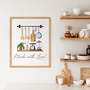 Affiche Ustensiles de cuisine à l'aquarelle Citation de cu