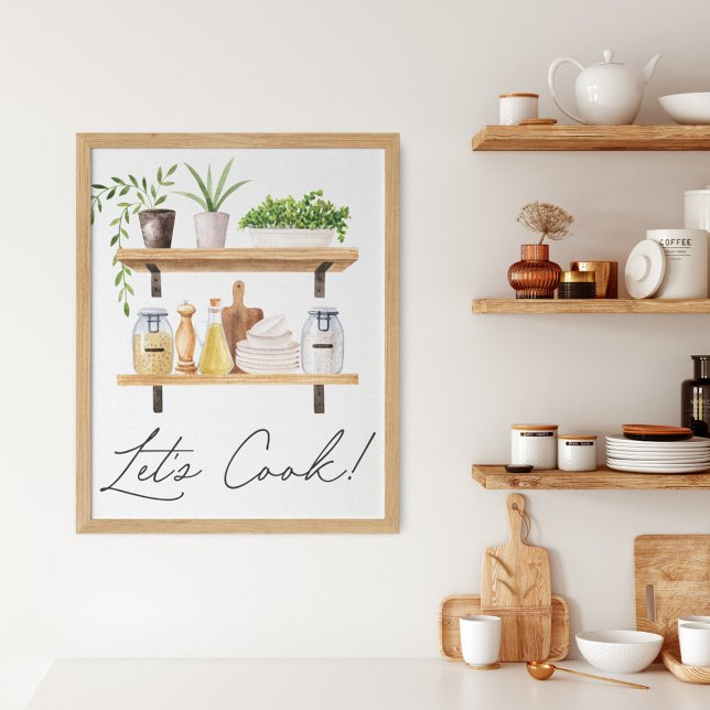 Affiche Ustensiles de cuisine à l'aquarelle et citation su (In situ)