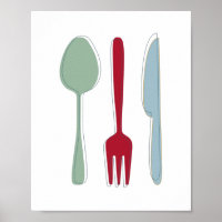 Ustensiles de cuisine Silhouettes colorées Mi-sièc