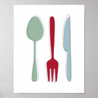 Ustensiles de cuisine Silhouettes colorées Mi-sièc