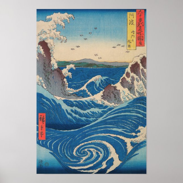 Affiche Utagawa Hiroshige - Naruto Whirlpool, province d'A (Devant)