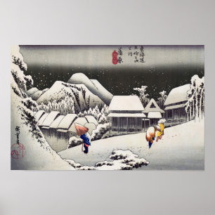 Affiche Utagawa Hiroshige - Neige du soir à Kanbara