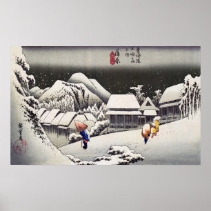 Affiche Utagawa Hiroshige - Neige du soir à Kanbara