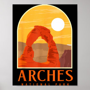 Affiche Utah vintage rétro randonnée camping arches nation