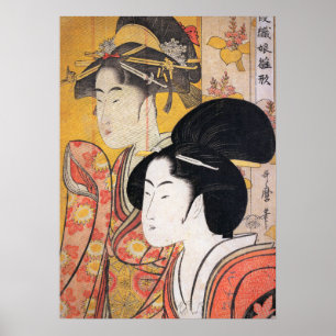 Affiche Utamaro Deux Beautés avec Bambou