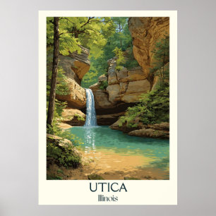 Affiche Utica Illinois Vintage Started Rock Cascade Art