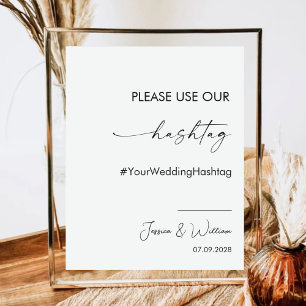 Affiche Utilisez Notre Hashtag Mariage Capturez L'Amour
