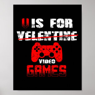 Affiche V Est Pour Jeux Vidéos Garçons Valentines Jour Enf