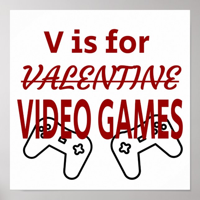 Affiche V est pour la Saint-Valentin jeux vidéo (Devant)