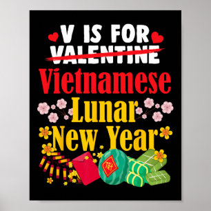 Affiche V est pour le Nouvel An vietnamien Funny Valentine