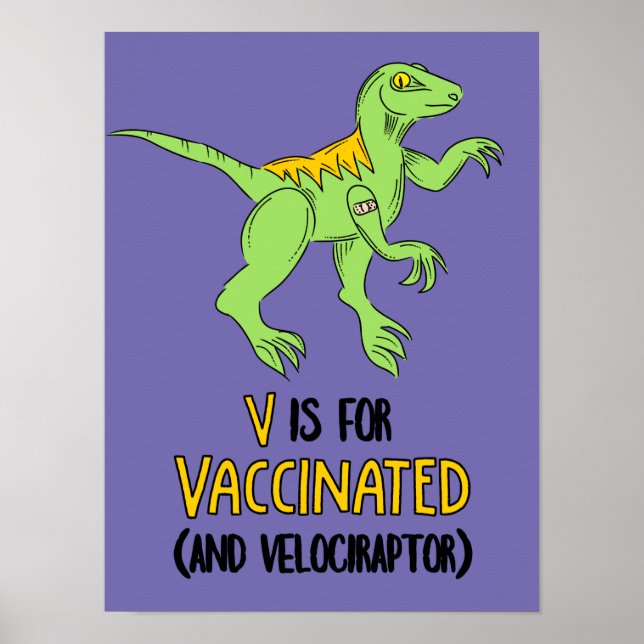 Affiche V est pour Vaccination et Vélociraptor (Devant)
