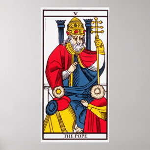 Affiche V le pape, carte de tarot