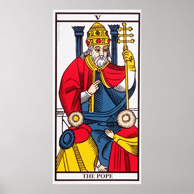 Affiche V Le Pape, carte Tarot (Devant)