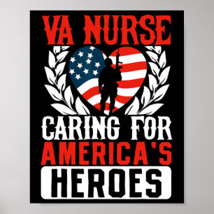 Affiche Va Nurse Americas Heros Merica Us Flag Patriot Vet