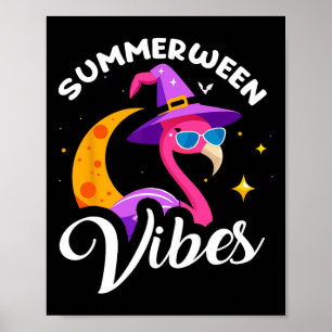 Affiche Vacance d'été pour l'Halloween Flamant rose de Sum