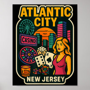 Affiche Vacances à Atlantic City New Jersey Casino Jeux Ga