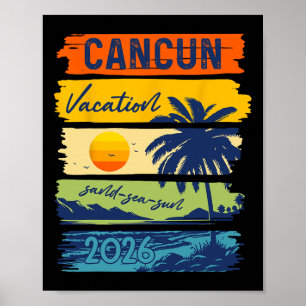 Affiche Vacances à Cancun 2026 Mer Sable Plage Voyage d'ét
