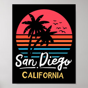 Affiche Vacances à la plage de San Diego Californie Vintag