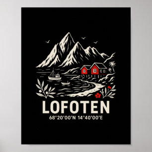 Affiche Vacances à la plage des îles Lofoten Norvège