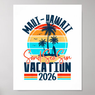 Affiche Vacances à Maui Hawaï 2026 Souvenir de famille ass