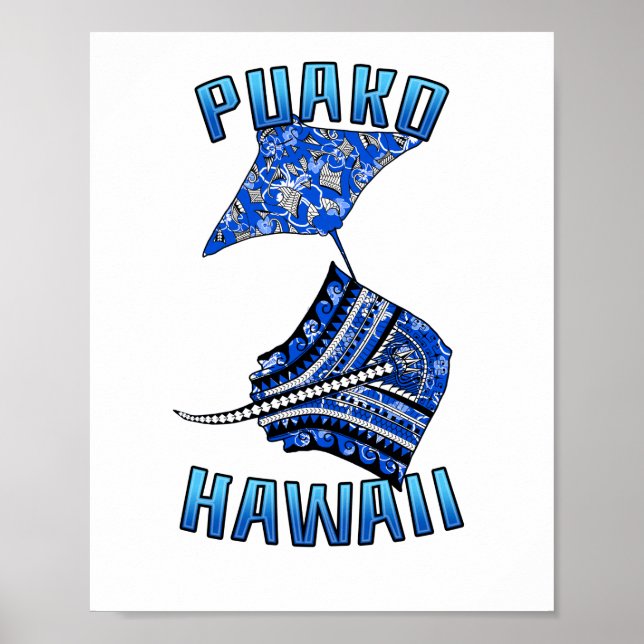 Affiche Vacances à Puoko Hawaii Stingray tribal (Devant)