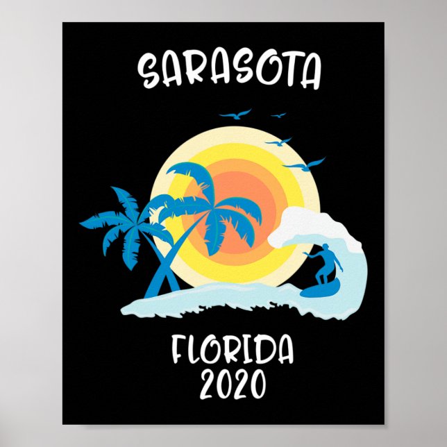 Affiche Vacances à Sarasota Floride Surf Plage Voyage en F (Devant)