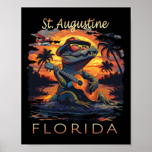 Affiche Vacances à St. Augustine Floride Alligator Mignon