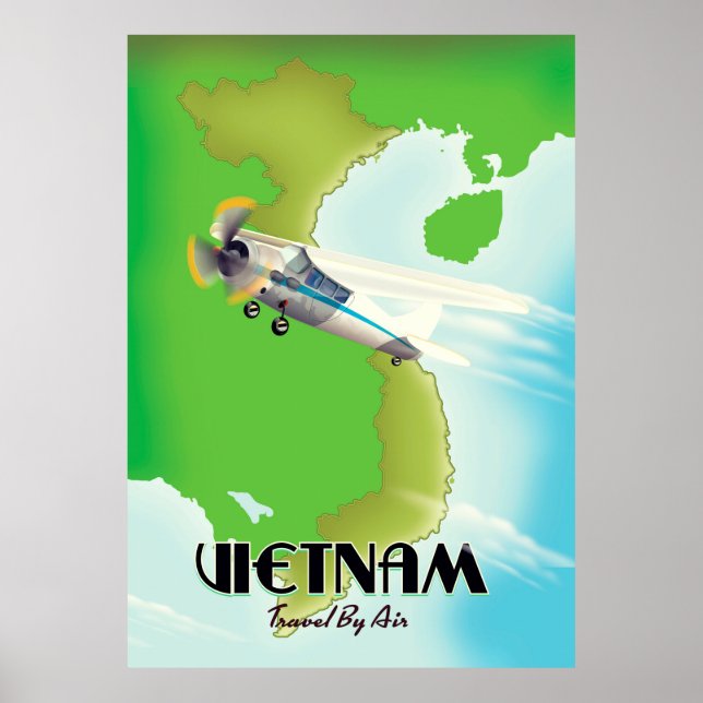 Affiche Vacances au Vietnam par avion impression. (Devant)