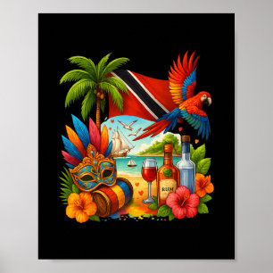 Affiche Vacances Caraïbes Trinité-et-Tobago Drapeau de la 