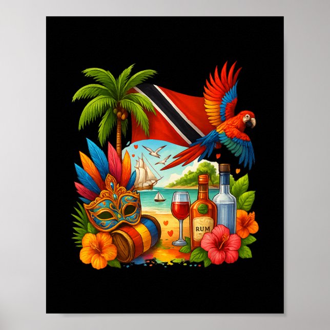 Affiche Vacances Caraïbes Trinité-et-Tobago Drapeau de la  (Devant)