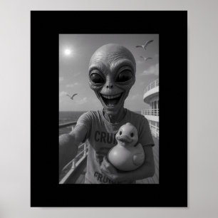 Affiche Vacances Croisière Canard Alien – Drôle Canard Ali